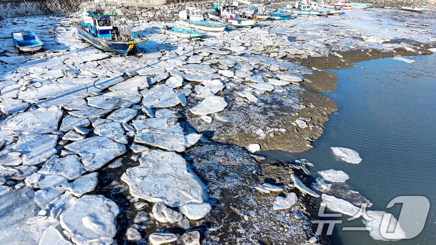 영하권에 날씨가 연일 이어진 27일 인천 중구 영종도 예단포선착장의 갯벌이 얼어붙어 있다. 2026.1.27/뉴스1 ⓒ News1 이호윤 기자