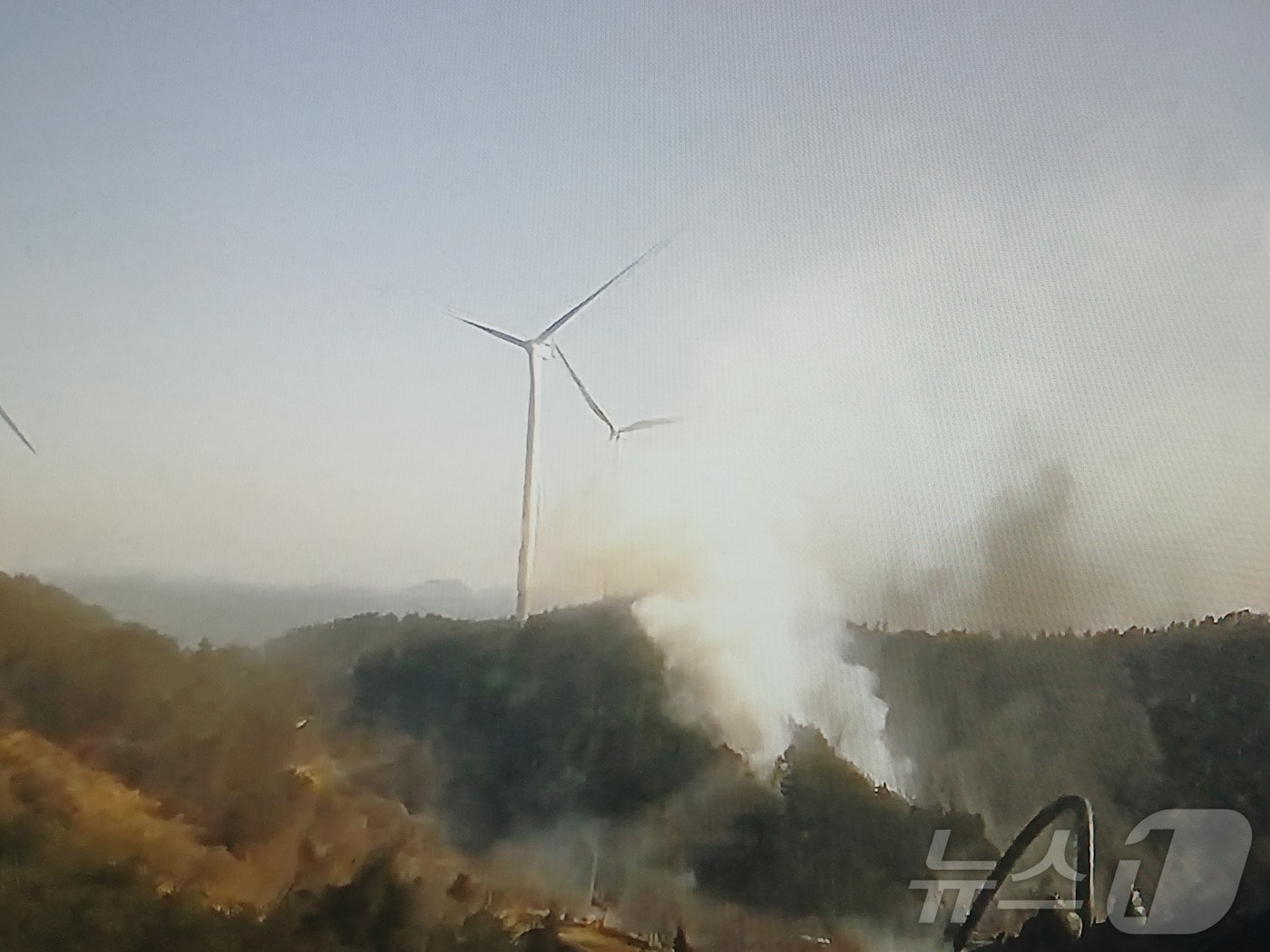 27일 오후 1시 24분쯤 전남 완도군 신지면의 한 야산에서 불이 나 소방당국이 잔화하고 있다. (전남소방본부 제공. 재판매 및 DB 금지) ⓒ News1 박지현 기자