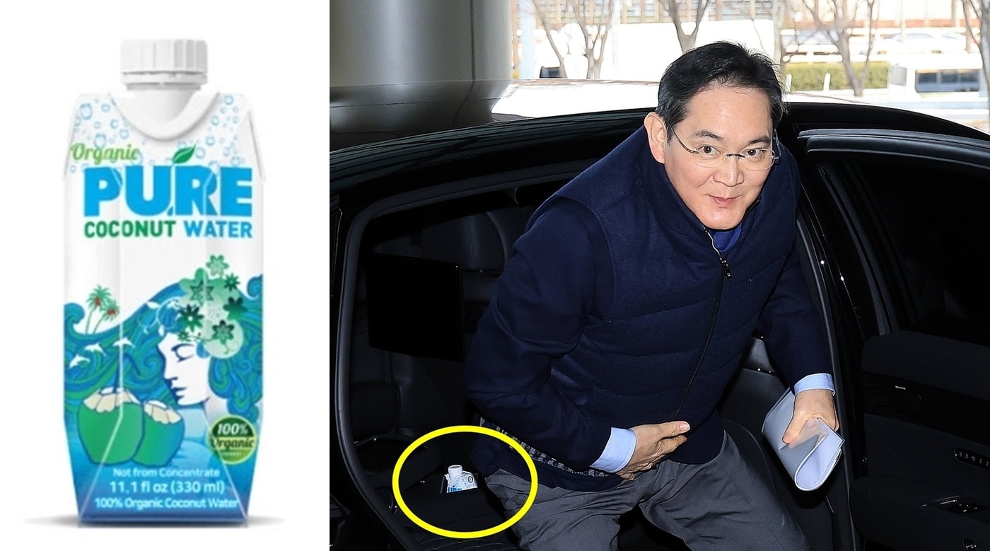 삼성 이재용 회장의 차안에서 포착된 미네랄 워터