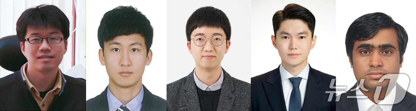 포스텍 전자전기공학과 김병섭 교수(왼쪽부터), 정순규 통합과정, 최원준, 최준용 박사과정, 어닉 버스와스 씨  삼성전자 연구원 순. (포스텍 제공, 재판매 및 DB금지) 2026.1.29/뉴스1  