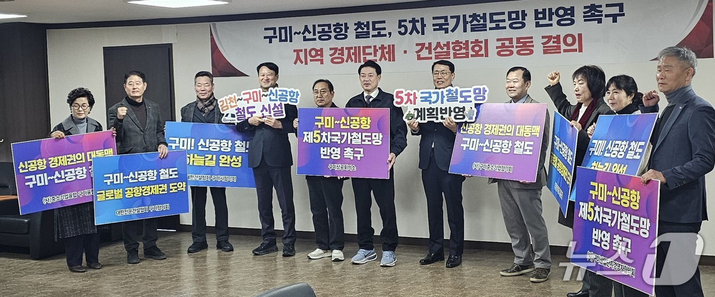 '김천~구미~신공항 철도' 국가철도망 반영 촉구 퍼포먼스(구미상의 제공. 재판매 및 DB금지)/뉴스1