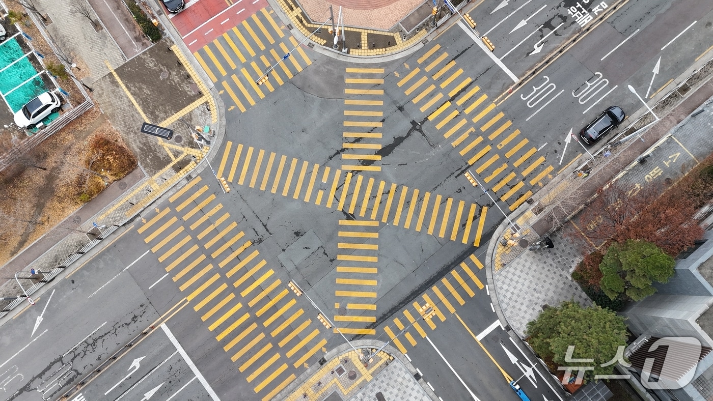 대구 달성군 대실초 인근 어린이보호구역에 설치된 노란색 횡단보도.(대구 달성군 제공. 재판매 및 DB금지)