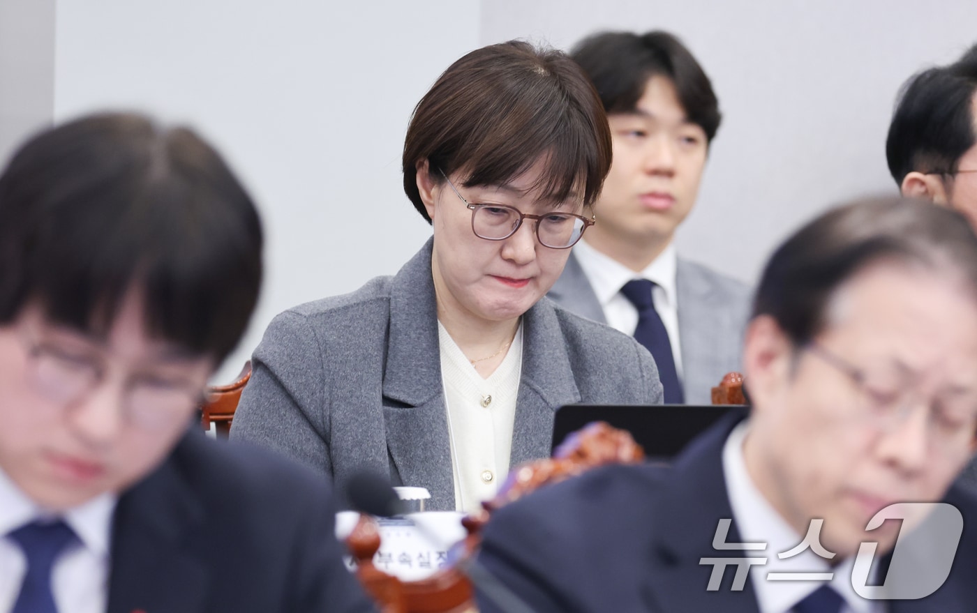 김현지 제1부속실장이 지난달 8일 청와대에서 열린 수석보좌관회의에 참석해 있다. 2026.1.8/뉴스1 ⓒ News1 이재명 기자