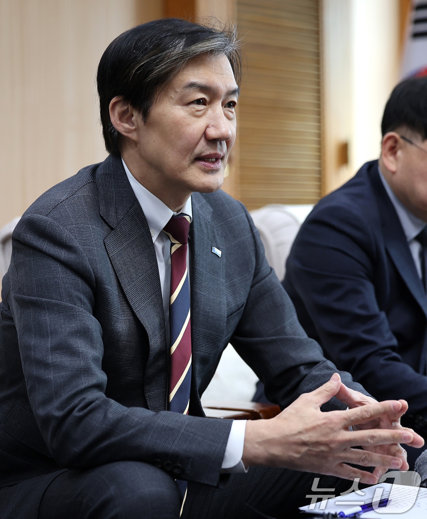 조국 조국혁신당 대표가 8일 오후 대구 북구 대구시청 산격청사에서 열린 대구시-조국혁신당 정책간담회에 참석해 발언하고 있다. 2026.1.8/뉴스1 ⓒ News1 공정식 기자