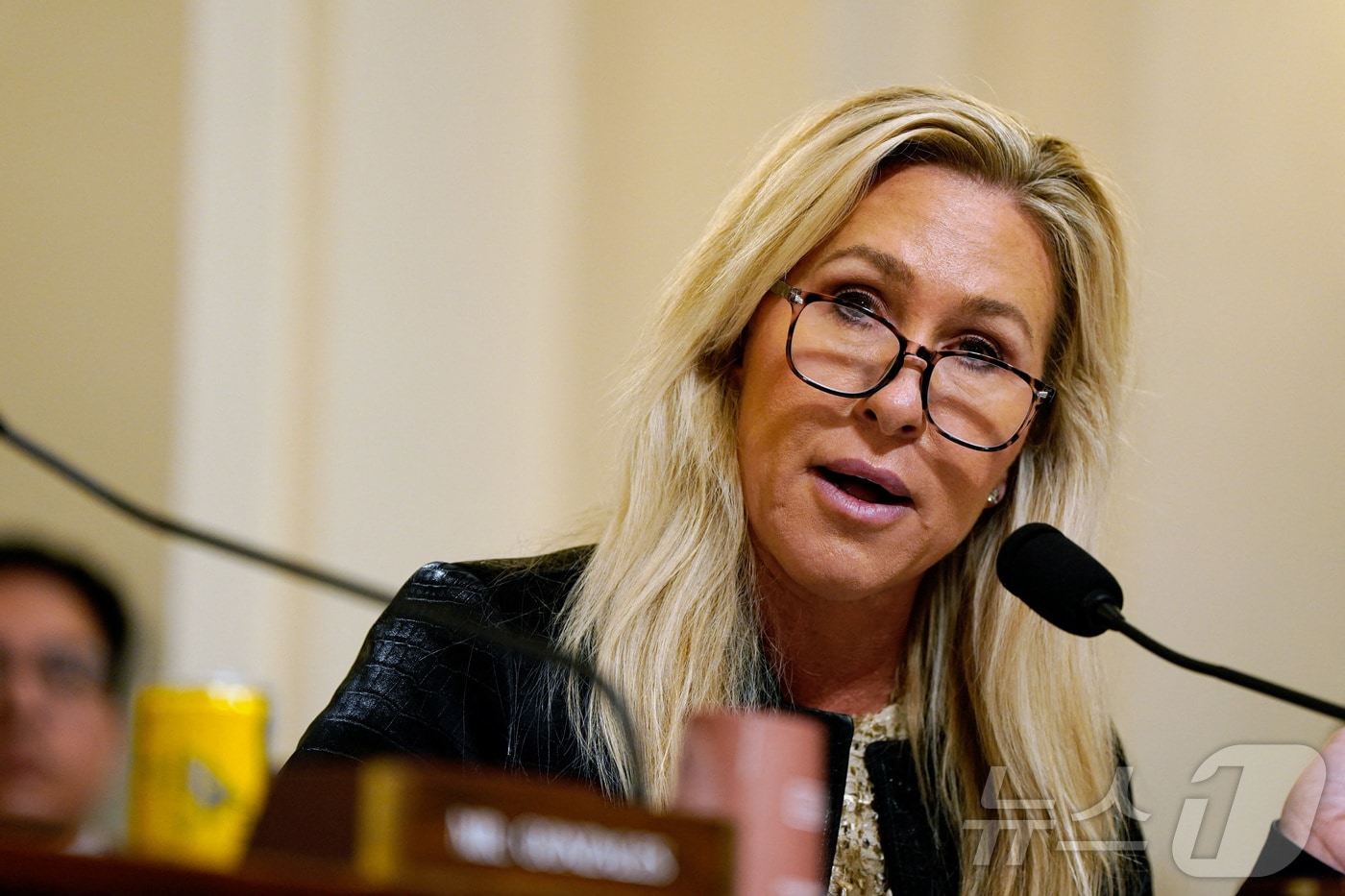 지난해 12월 마저리 테일러 그린(공화·조지아) 당시 하원의원이 워싱턴 연방 의사당에서 국토안보 관련 행사에 참석해 발언하고 있다. 2025.12.11 ⓒ 로이터=뉴스1 ⓒ News1 강민경 기자