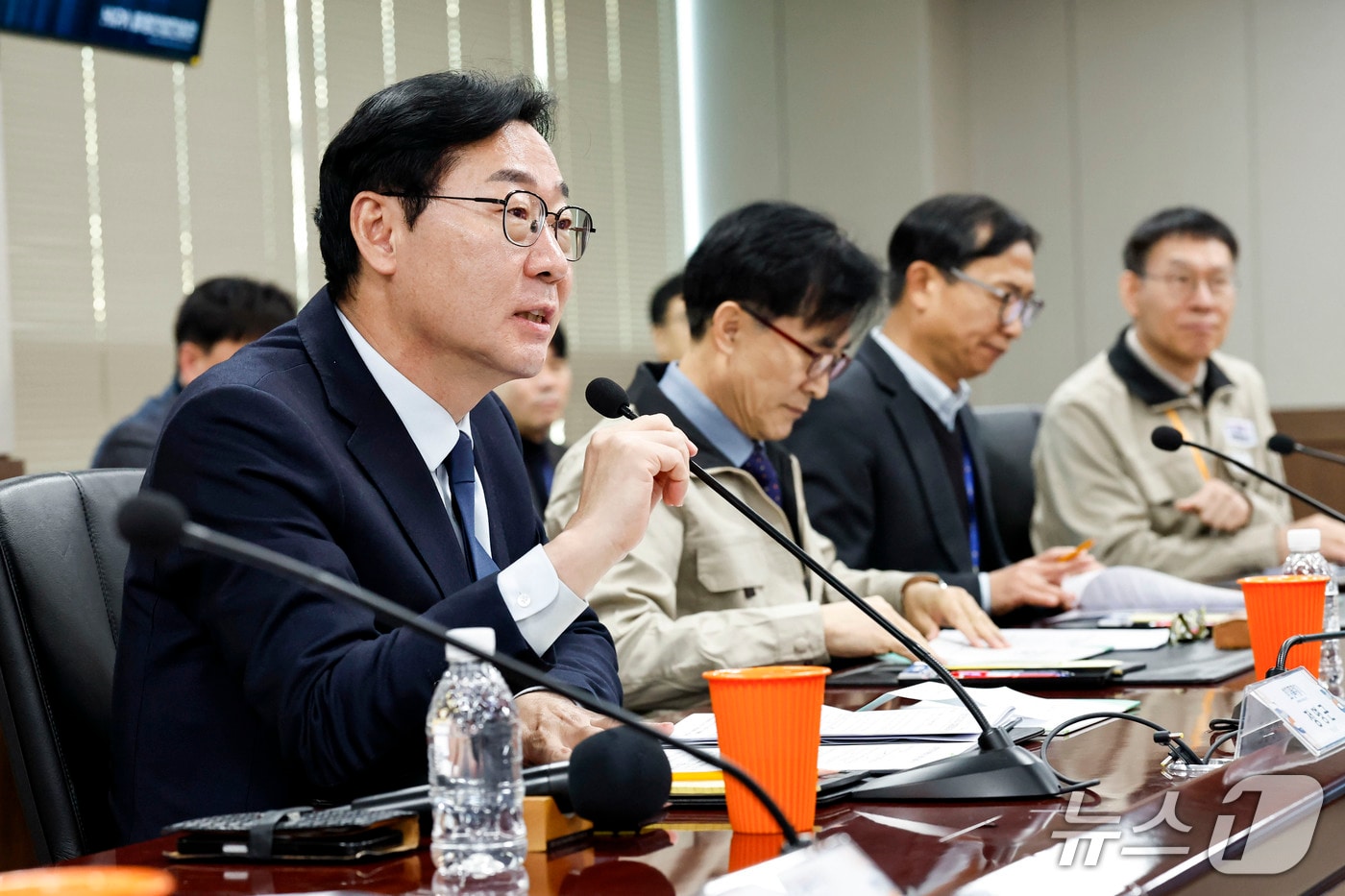 정명근 화성특례시장이 산업안전지킴이 합동점검 간담회에서 발언하고 있다.(화성시 제공) 