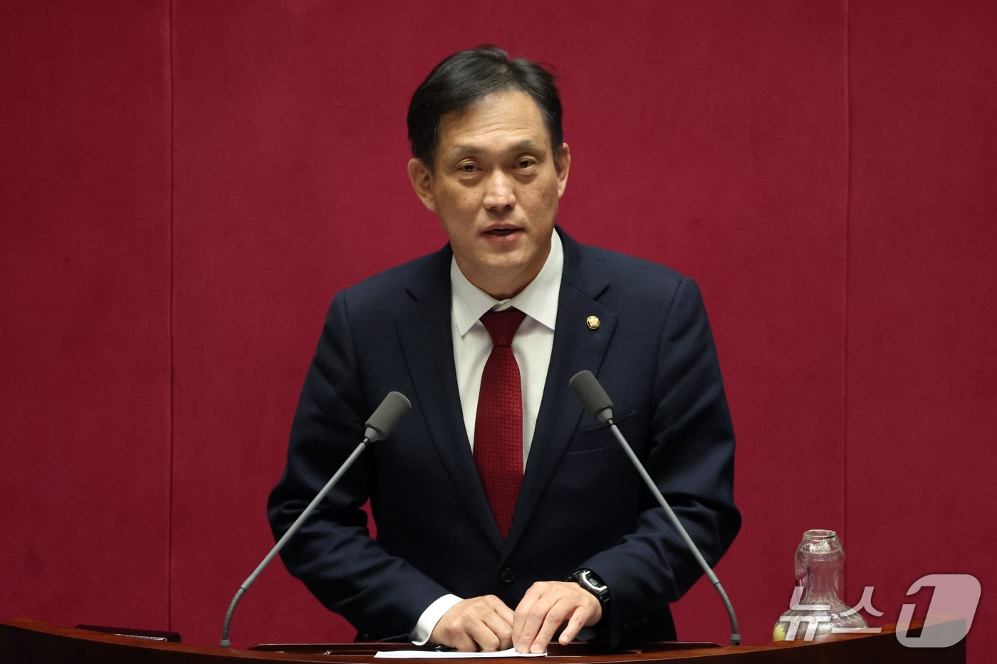 김태규 국민의힘 의원이 1일 오후 서울 여의도 국회에서 열린 제439회국회(정기회) 제10차 본회의에서 자유발언을 하고 있다. 2026.10.1 ⓒ 뉴스1 황기선 기자