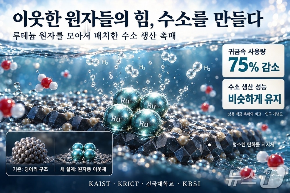 값비싼 귀금속 수전해 촉매 4분의 1만 쓰고도 수소 생산 '거뜬' - 뉴스 썸네일 이미지