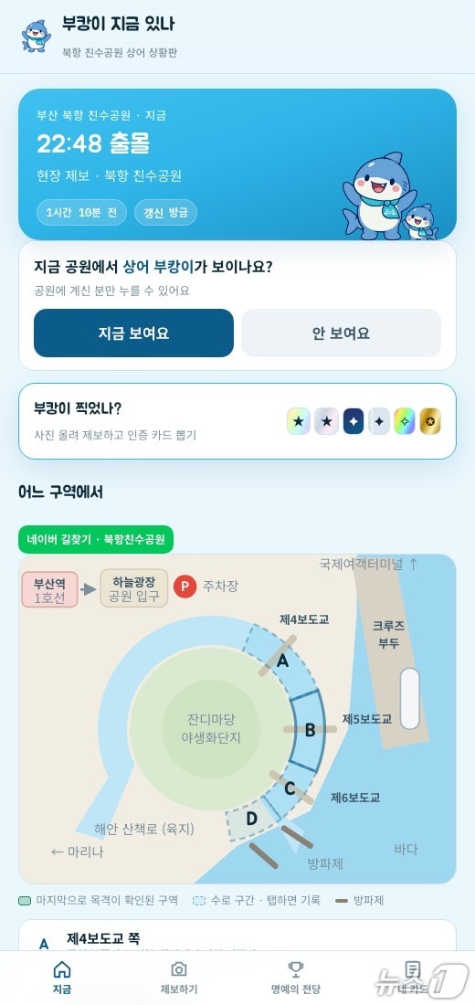 '부캉이 지금 있나' 서비스 화면 이미지. (국립부경대 제공. 재판매 및 DB 금지)