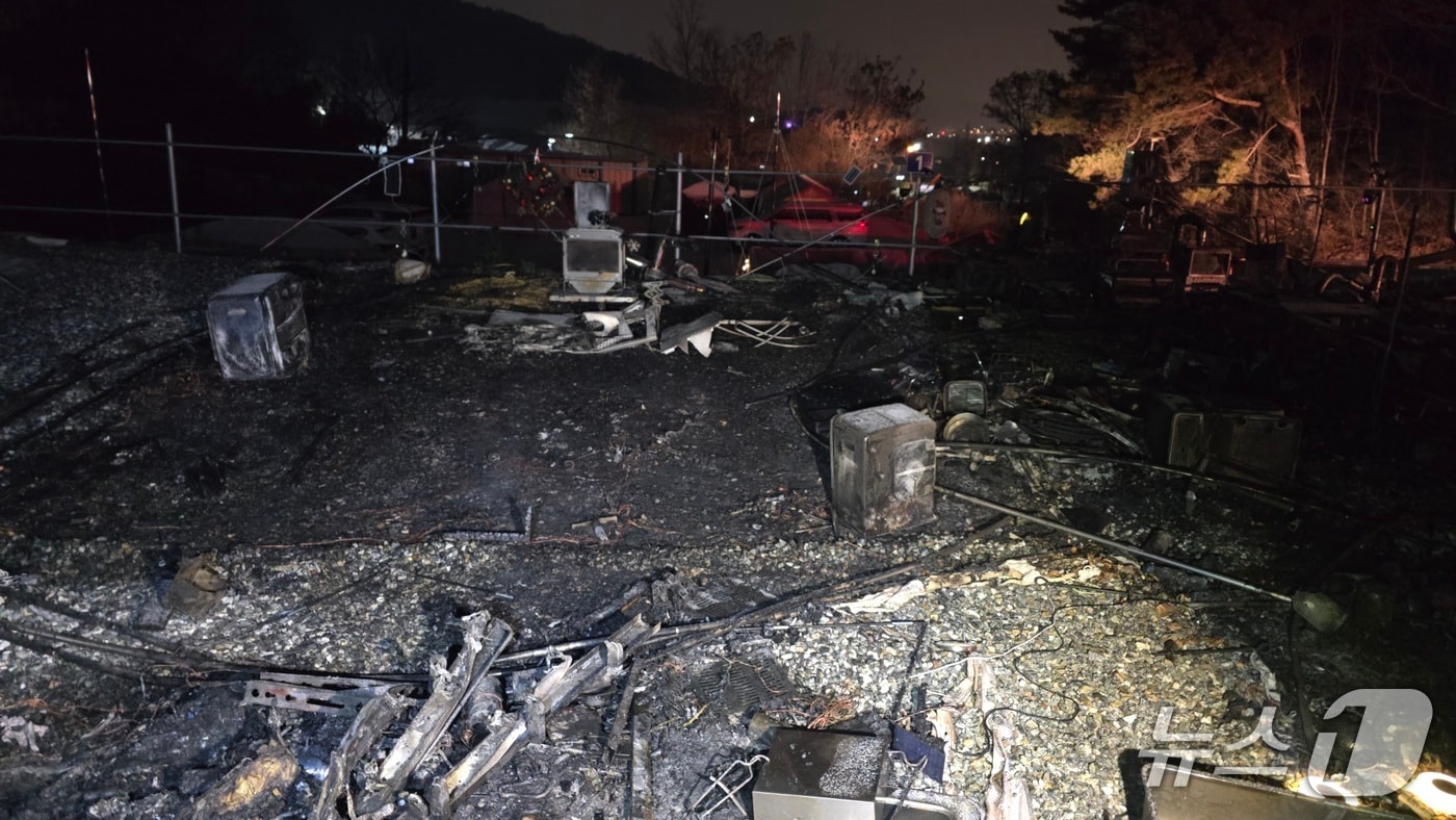  아산 초사동 캠핑장 화재 현장. (아산소방서 제공, 재판매 및 DB금지) / 뉴스1
