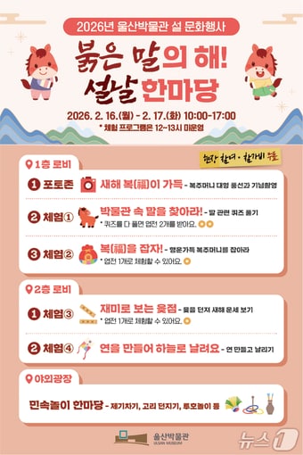 울산박물관에서 진행되는 설맞이 문화행사 '붉은 말의 해! 설날 한마당' 포스터.(울산박물관 제공. 재판매 및 DB금지)/뉴스1