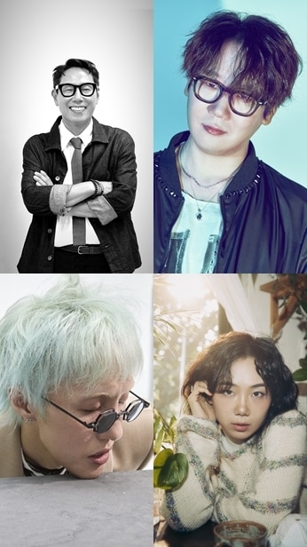 (왼쪽 위부터 시계방향으로) 윤종신, 김종완, 안신애, 자이언티