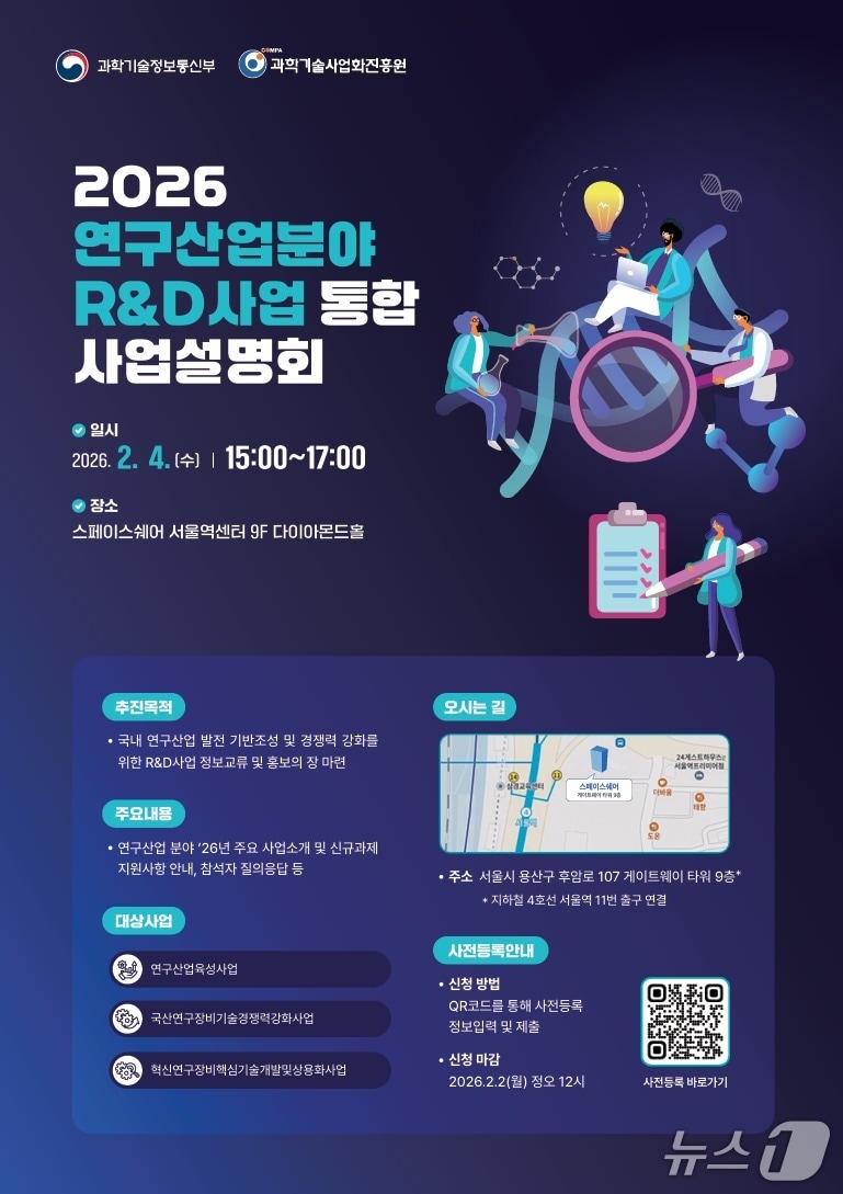 2026 연구산업분야 R&D 통합 사업설명회 포스터