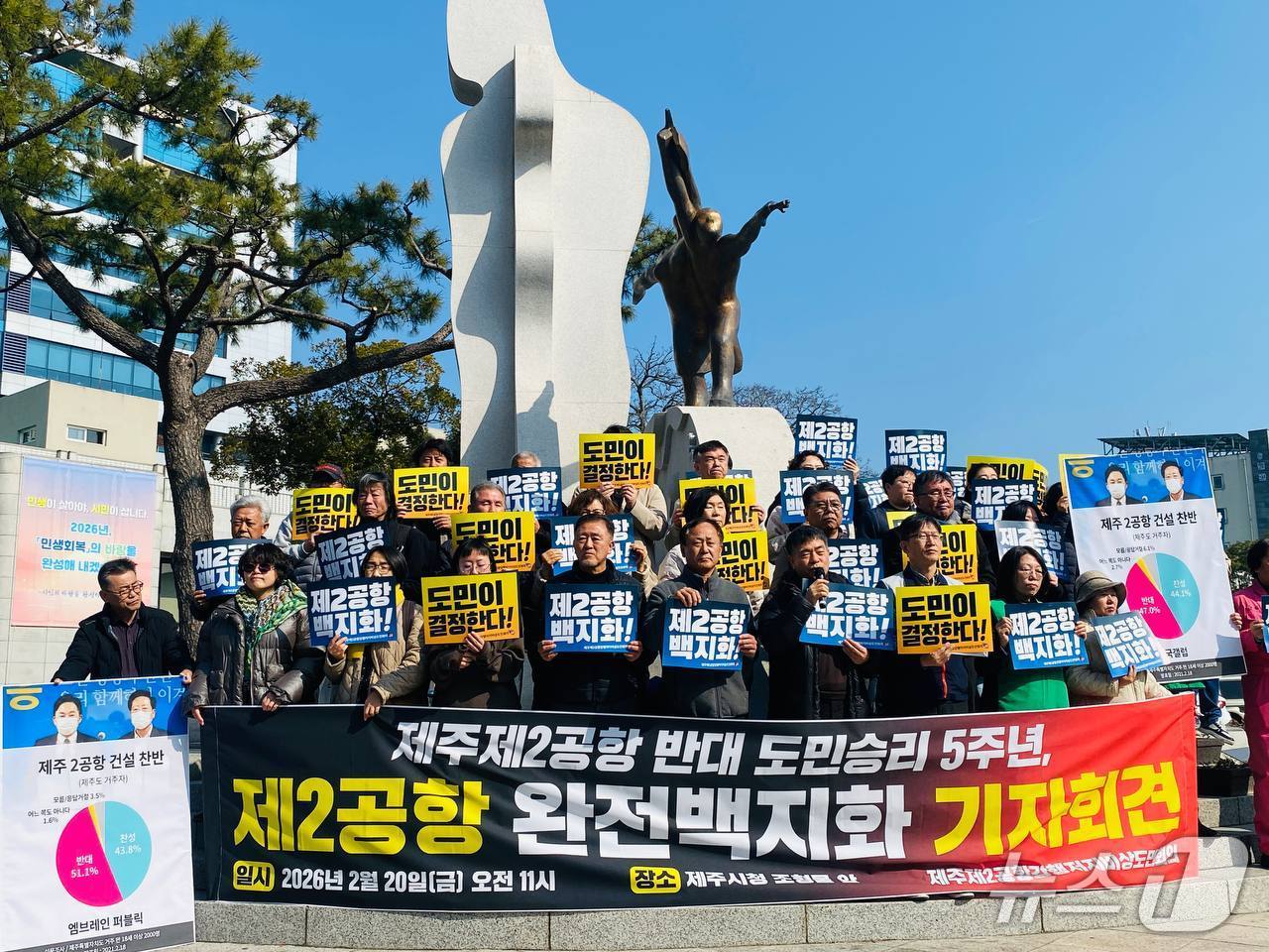 기자회견하는 제주 제2공항 강행저지비상도민회의(도민회의 제공. 재판매 및 DB금지)뉴스1
