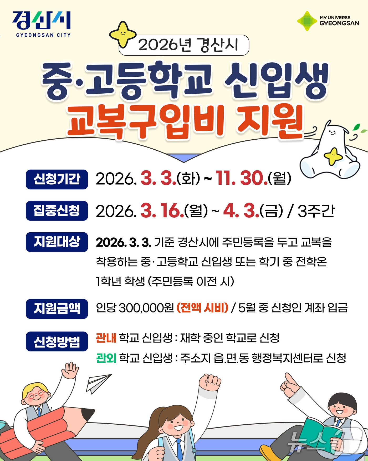 경산시 중·고교 신입생 교복 구입비 지급/뉴스1