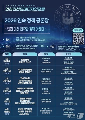 인하대, '인천 미래 정책 아젠다 발굴' 인하인천미래디자인포럼 포스터.(인하대 제공. 재배포 및 DB금지)2026.2.25/뉴스1