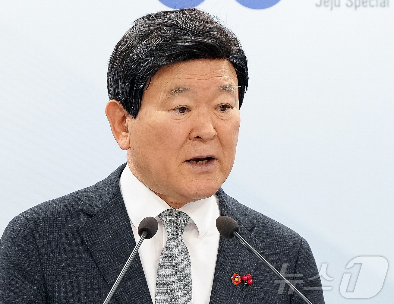 김광수 제주특별자치도교육감이 25일 제주도교육청 기자실에서 새 학기 맞이 기자회견을 하고 있다.(제주특별자치도교육청 제공, 재판매 및 DB 금지) ⓒ 뉴스1 오미란 기자