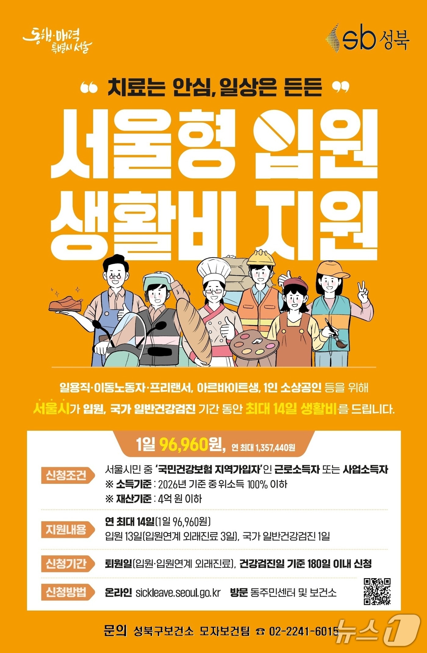 '서울형 입원 생활비 지원' 내용.(성북구 제공)