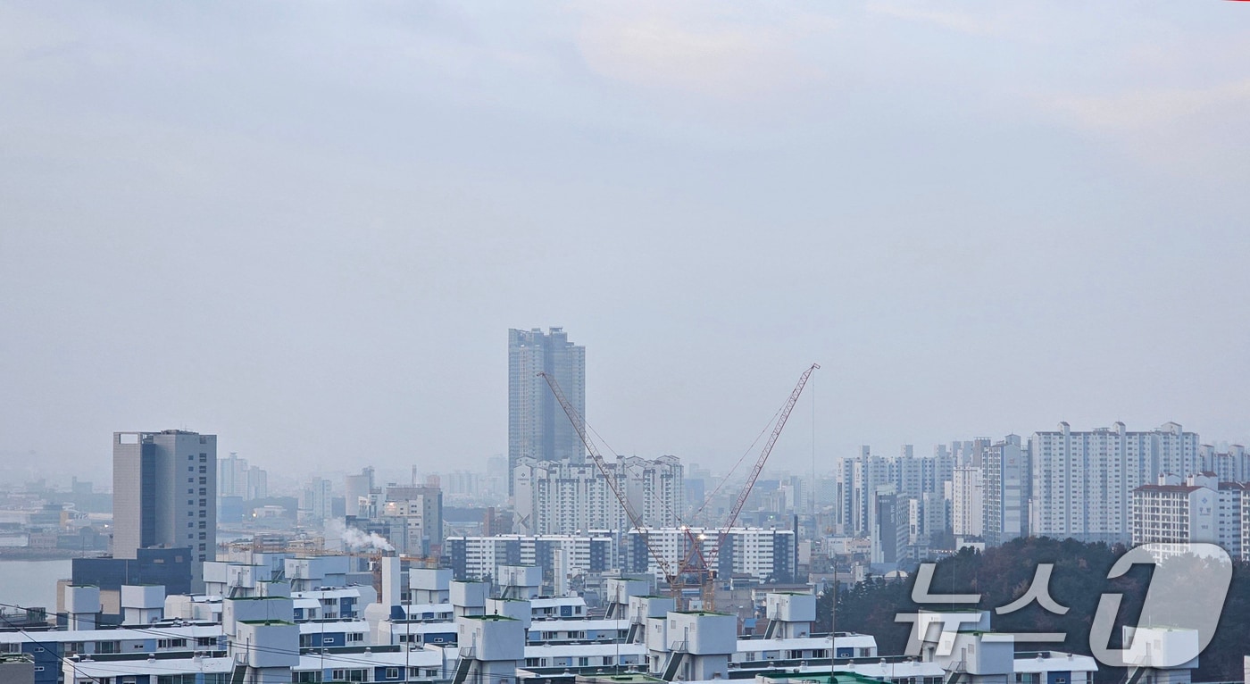 지난 5일 경북 포항 시내의 하늘이 미세먼지로 뒤덮혀 뿌옇다.2026.2.5 ⓒ 뉴스1 최창호 기자