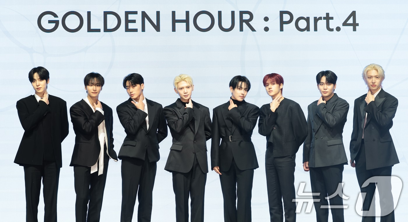 그룹 에이티즈(ATEEZ) 윤호(왼쪽부터)와 성화, 산, 여상, 홍중, 우영, 종호, 민기 026.2.5/뉴스1 ⓒ News1 권현진 기자