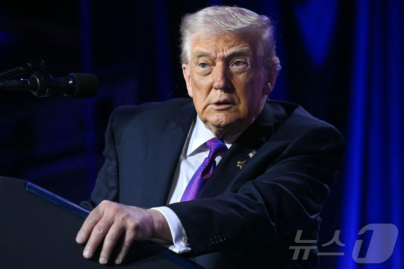 도널드 트럼프 미국 대통령이 5일(현지시간) 워싱턴DC 힐튼호텔에서 열린 국가조찬기도회에서 연설하고 있다. 2026.02.05. ⓒ AFP=뉴스1