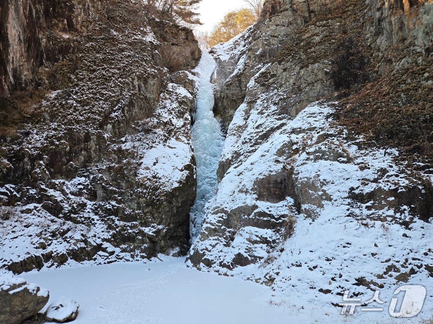 충북 영동군 심천면에 위치한 옥계폭포가 연일 이어진 한파로 얼어 붙었다. (영동군 제공. 재판매 및 DB금지) 