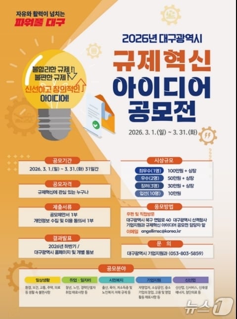 규제혁신 아이디어 공모전 팜플렛.(대구시 제공, 재판매 및 DB 금지)