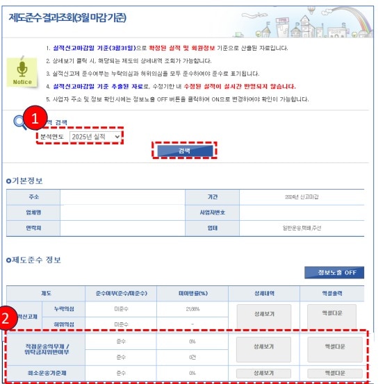 화물운송실적 제도통계 결과 화면.(한국교통안전공단 제공)뉴스1ⓒ news1
