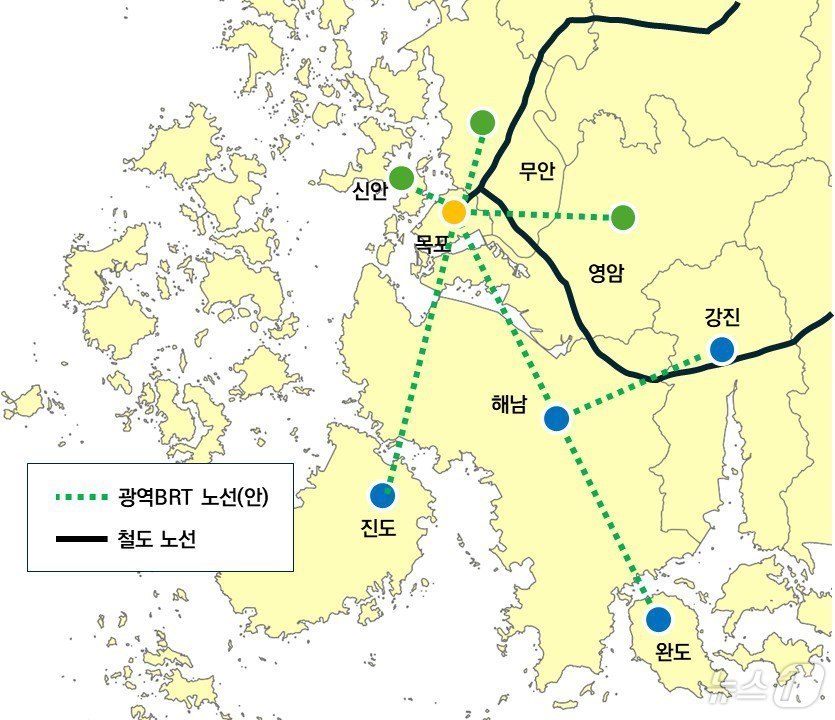 민형배 후보 광역BRT 노선 조감도.(후보측 제공. 재배포 및 DB 금지) ⓒ 뉴스1