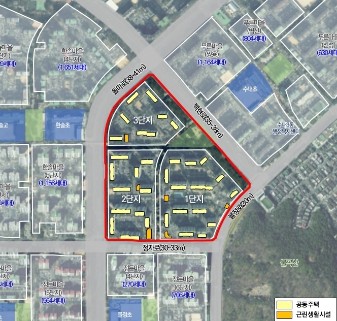 한솔1·2·3 단지 위치도( 한국토지신탁 제공) 뉴스1 ⓒ News1