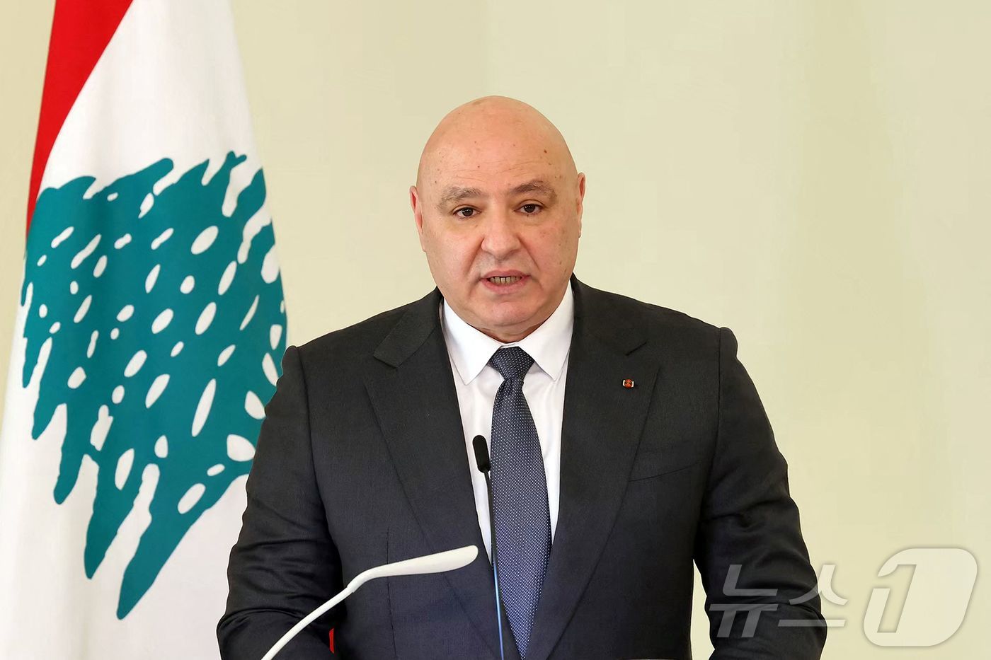 조셉 아운 레바논 대통령이 2월 베이루트 동쪽 바압다 대통령궁에서 기자회견을 갖고 있다. 2026.2.16 <자료사진>ⓒ AFP=뉴스1