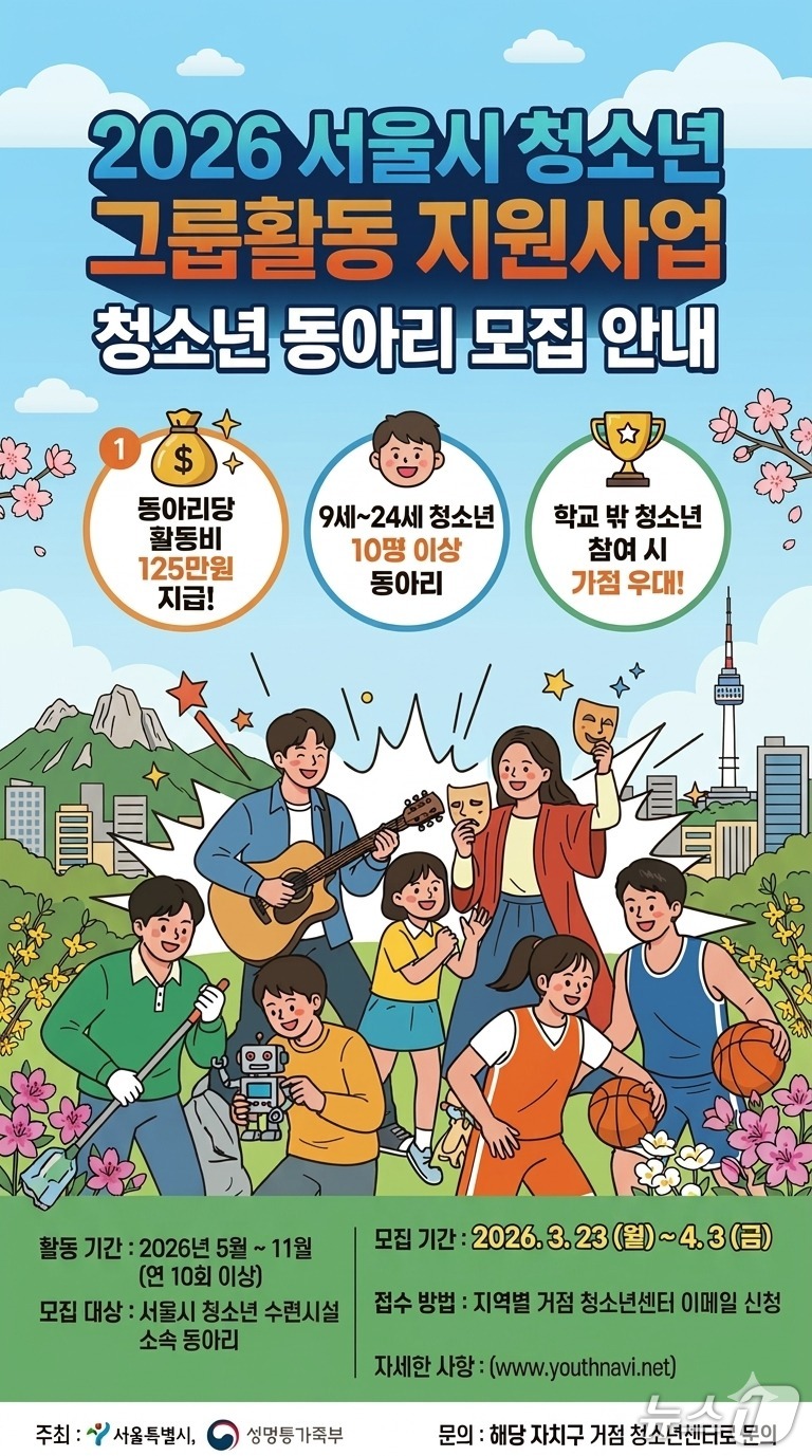 2026 서울시 청소년 그룹활동 지원사업 청소년 동아리 모집.(성루시 제공)