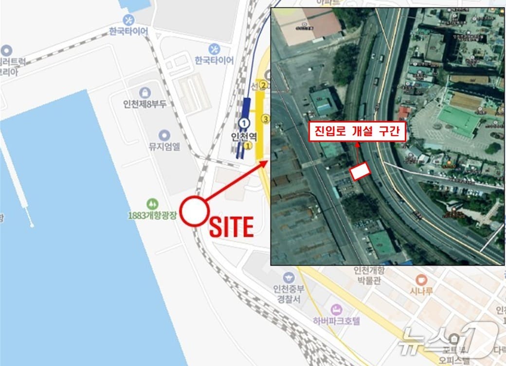 폐선부지 내 진입로 위치도 (인천시 제공.재판매 및 DB금지)