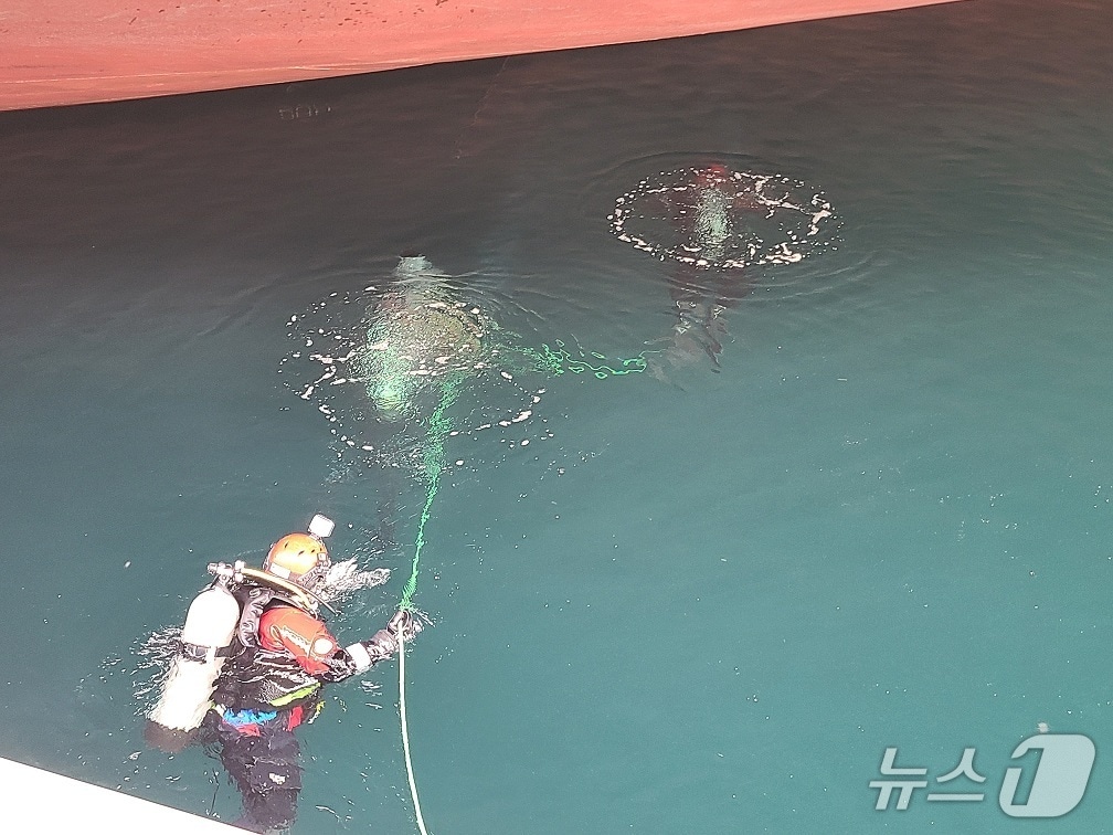 강릉해경 마약류 차단을 위한 선저검사.(강릉해경 제공, 재판매 및 DB 금지) 2026.3.23/뉴스1