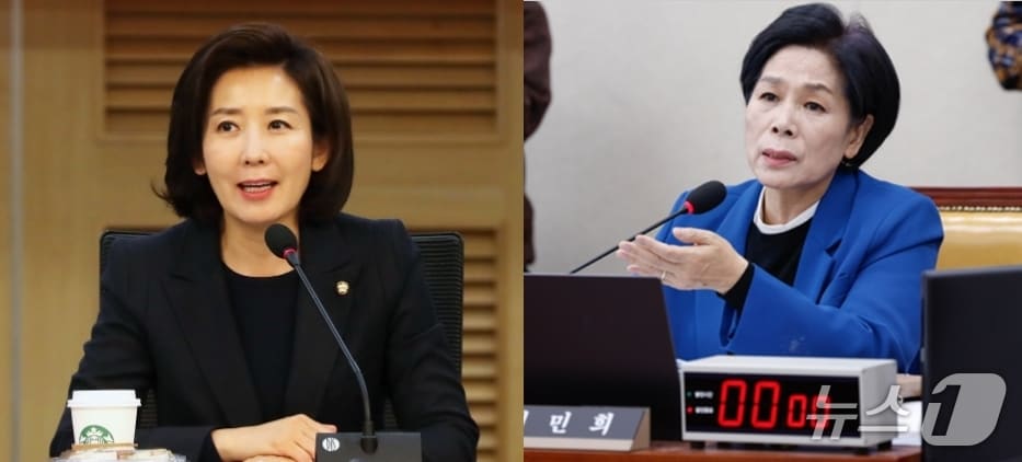 나경원 국민의힘 의원과 더불어민주당 소속 최민희 국회 과방위원장. ⓒ 뉴스1 DB 