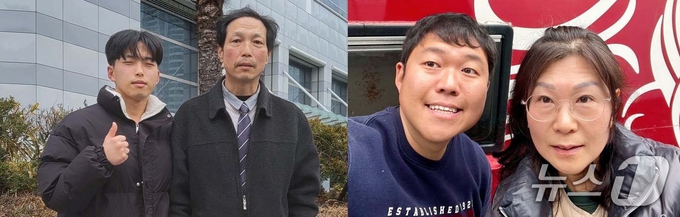 구미대 특수건설기계공학부에 부자와 모자가 동시에 입학했다. 왼쪽부터 강영진·강다윗 씨 부자와 김정미·김민우 씨 모자(구미대 제공. 재판매 및 DB금지)/뉴스1