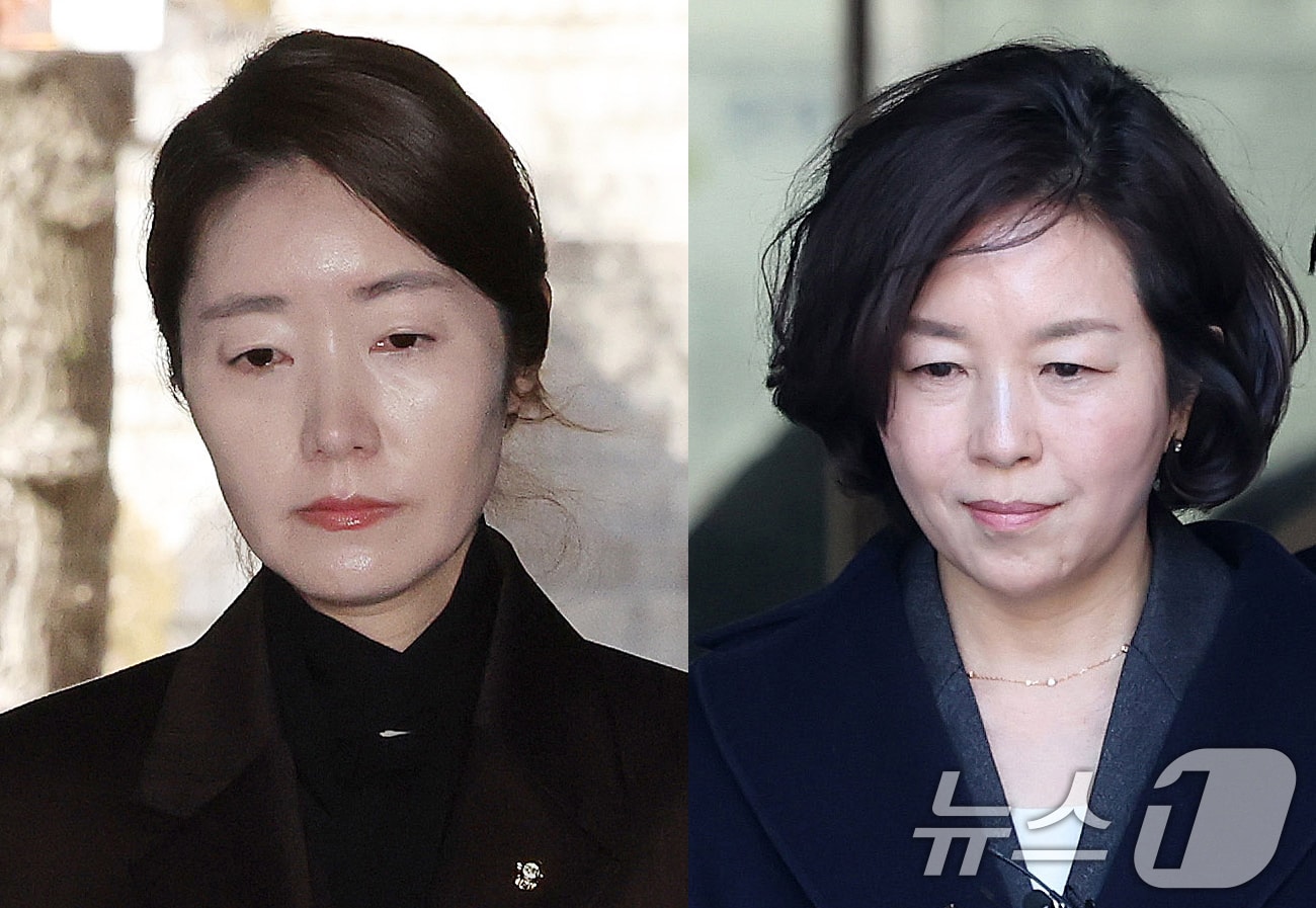 '1억 공천헌금' 의혹을 받는 강선우 무소속 의원과 김경 전 서울시의원이 3일 서울 서초구 중앙지법에서 열린 구속 전 피의자 심문에 출석했다. 사진 왼쪽은 법원 출석하는 강 의원, 오른쪽은 법원 나서는 김 전 시의원. 2026.3.3 ⓒ 뉴스1 박지혜 기자