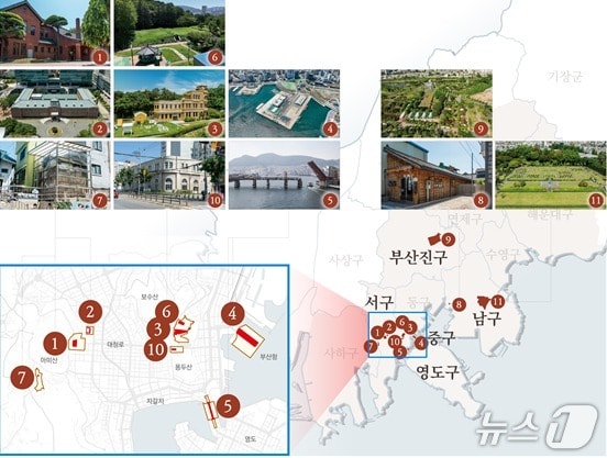 피란수도 부산유산 11곳 현황.(부산시 제공. 재판매 및 DB금지)
