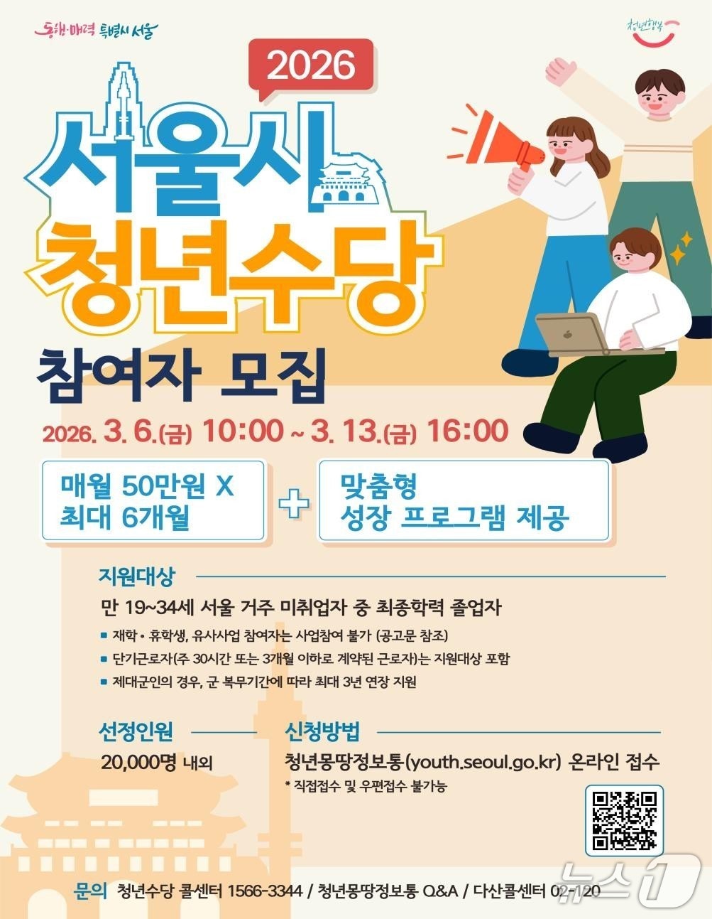 서울시 청년수당 참여자 모집.(서울시 제공)