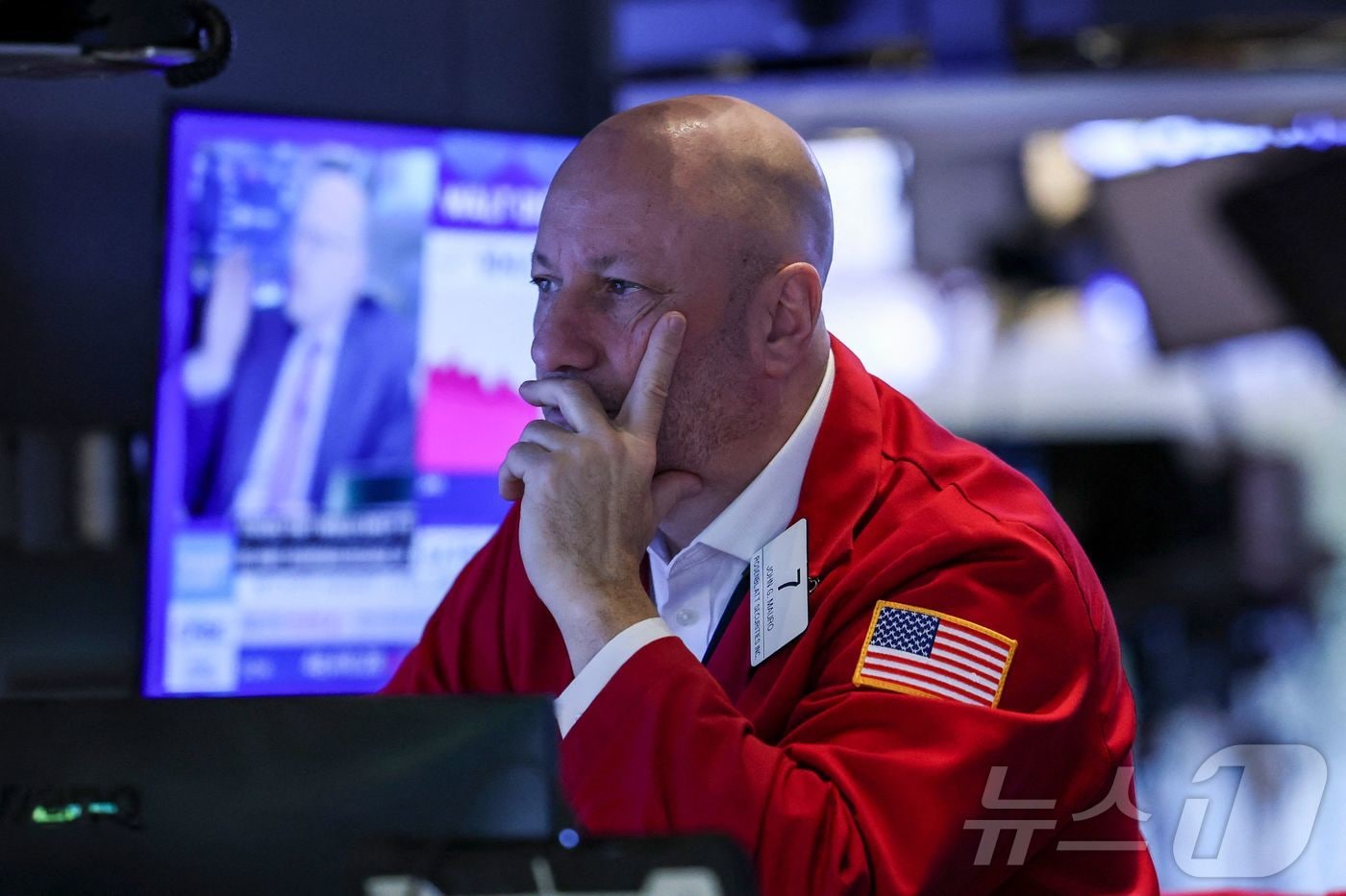 심각한 표정의 미증시 트레이더. ⓒ AFP=뉴스1