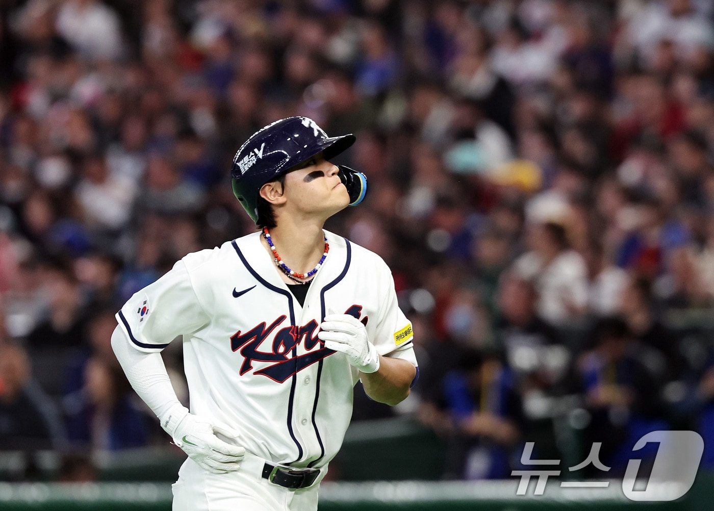 8일 일본 도쿄돔에서 열린 2026 월드베이스볼클래식 조별리그 C조 대한민국과 일본의 경기. 4회말 대한민국 선두타자 김도영이 뜬공으로 물러나고 있다. 2026.3.8 ⓒ 뉴스1 구윤성 기자