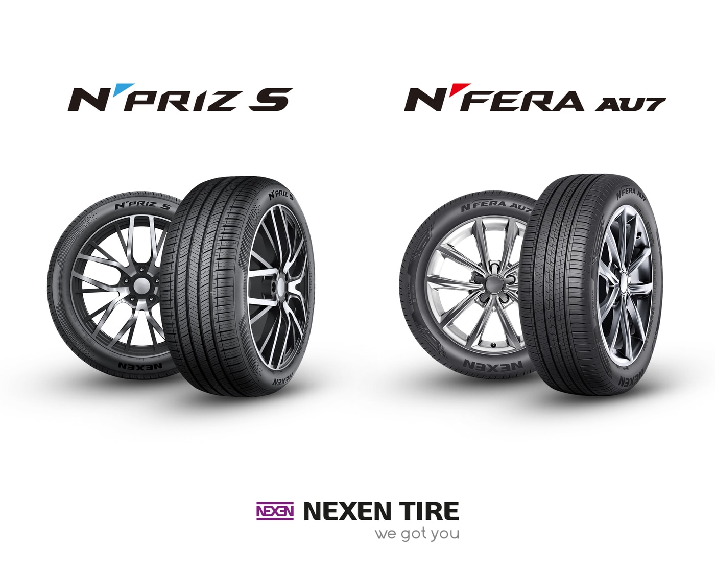 넥센타이어가 기아 신형 소형 SUV '디 올 뉴 셀토스'에 공급하는 신차용 타이어 엔프리즈 S'(N'PRIZ S·왼쪽)와 '엔페라 AU7'(N'FERA AU7·오른쪽)의 모습(넥센타이어 제공). 2026.3.9.