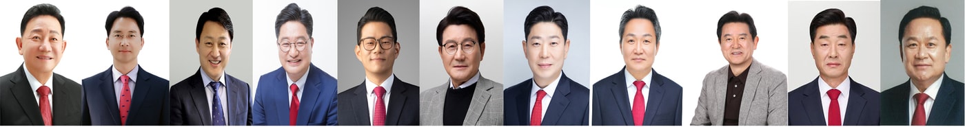 국민의힘이 경북 포항시장 공천을 접수한 결과 11명이 몰려 역대 최다를 기록했다. 왼쪽부터 공원식, 김병욱, 모성은, 문충운, 박대기, 박승호, 박용선, 안승대, 이찰구, 김일만, 김순견 예비후보(재판매 및 DB금지)) 2026.3.9/뉴스1 