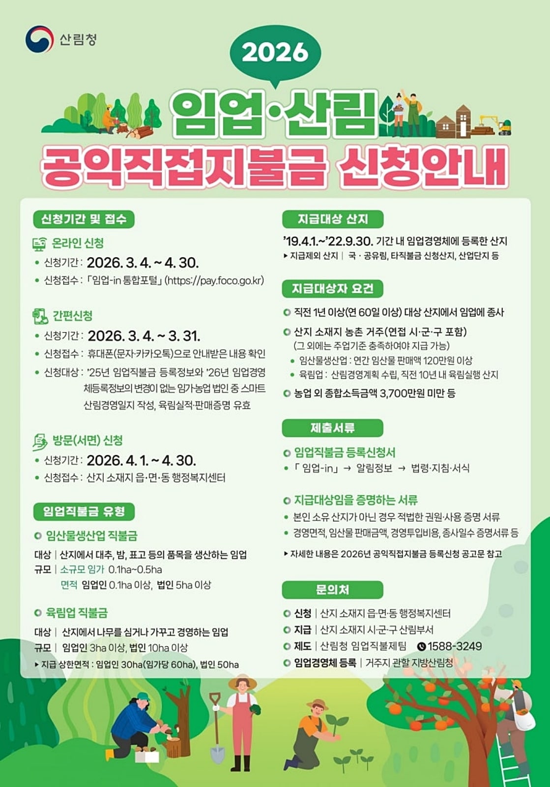 괴산군 임업‧산림 공익직접지불금 방문 신청 안내문.(괴산군 제공. 재판매 및 DB금지)