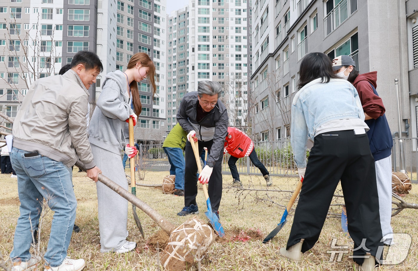 정용래 유성구청장이 나무를 식재하고 있다.(유성구 제공. 재판매 및 DB금지)/뉴스1