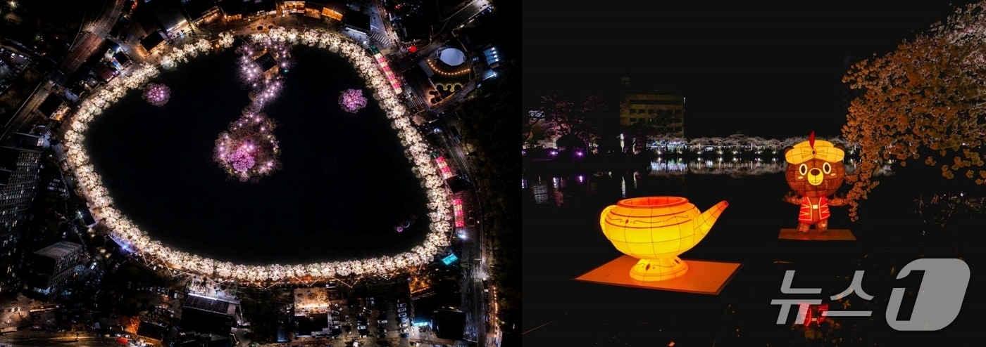 연화지 벚꽃 축제 야경(김천시 제공. 재판매 및 DB금지)/뉴스1