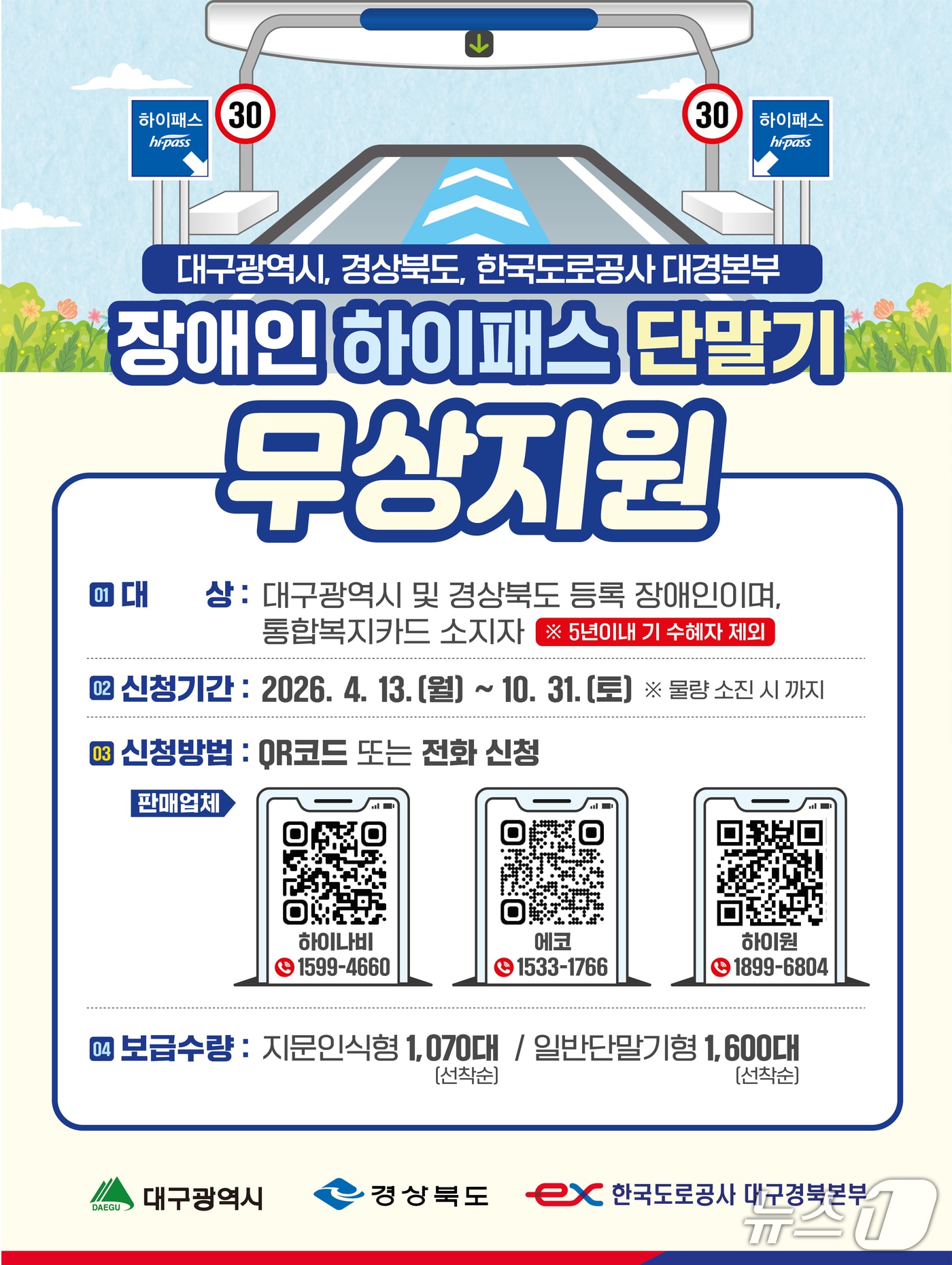 도로공사 장애인 단말기 무상지원 포스터/뉴스1