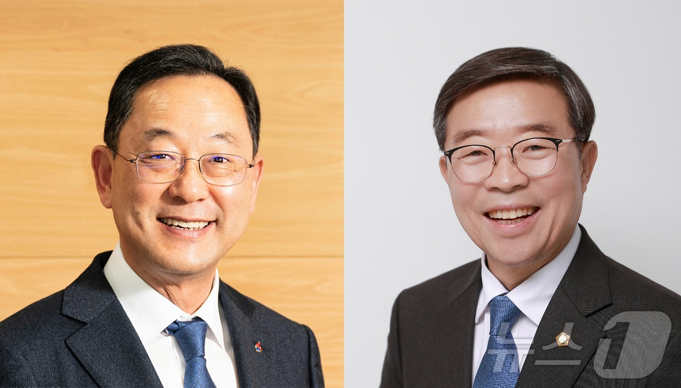 명현관(왼쪽), 서해근 해남군수 예비후보 ⓒ 뉴스1 