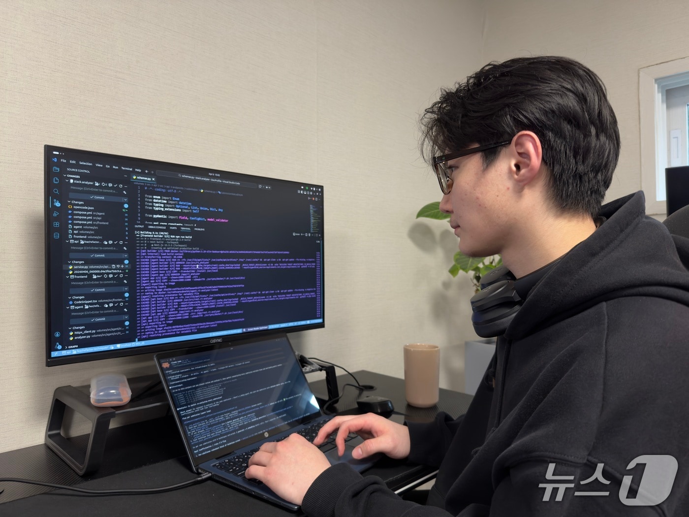 인하대 국제학부 학생이 HumbleBeeAI에서 현장 실습 프로그램을 하고 있다.(인하대 제공. 재배포 및 DB금지)2026.4.15/뉴스1