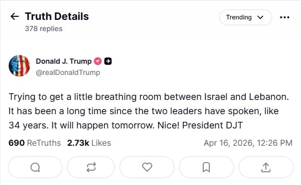 (출처=도널드 트럼프 미국 대통령 트루스소셜 계정)